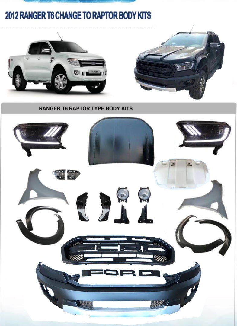 Pick up Truck Car 4X4 Accessories Front Bumper Body Kit for 12-16 Ranger T6  T7 T8 Upgrade to Ranger T9 2022 2023+ Wilddtrack - China Auto Accessory for  Ranger, Bumper Accessories for